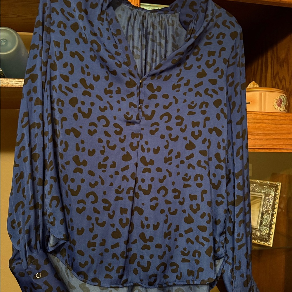 Blue Leopard Print Women's Top
